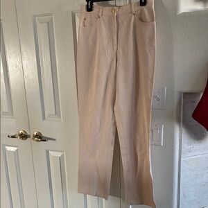 St. John Sport Chic Cream Pants with Gold Button